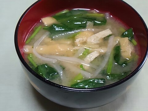 ほうれん草と大根と油揚げの味噌汁＊